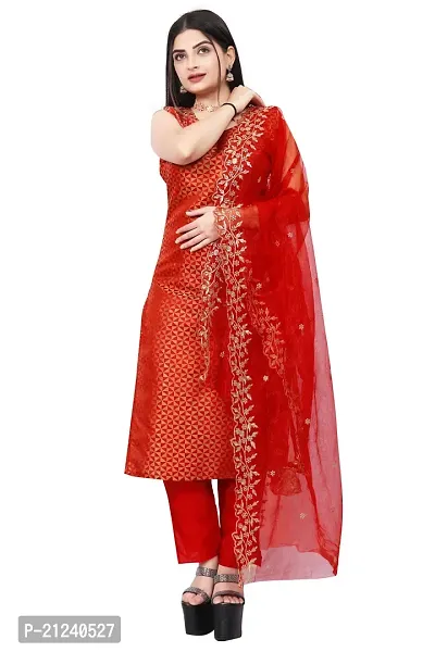 Stylish A-Line Red Jacquard Jacquard kurta Set