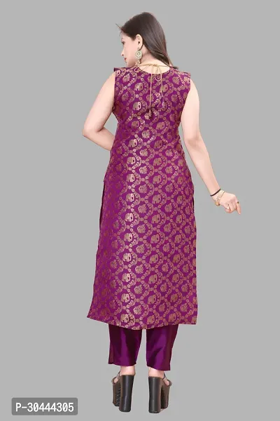 Stylish Purple Jacquard Kurta, Bottom And Dupatta Set For Women-thumb3