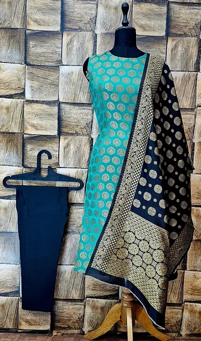 Stylish Jacquard Woven Kurta Bottom Dupatta Set