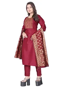 Stylish Maroon Silk Kurta, Bottom And Dupatta Set For Women-thumb1