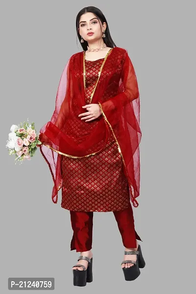 Stylish A-Line Maroon Jacquard Jacquard kurta Set