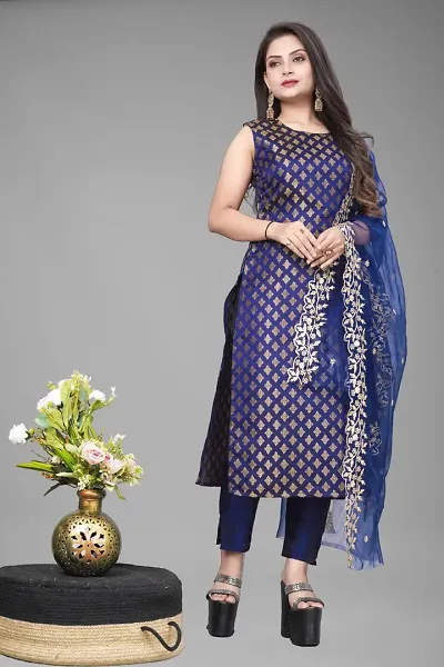 Elegant Jacquard Jacquard Weave Dress Material With Dupatta For Women