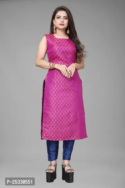 A-Line Black Woven Design Jacquard kurta Set