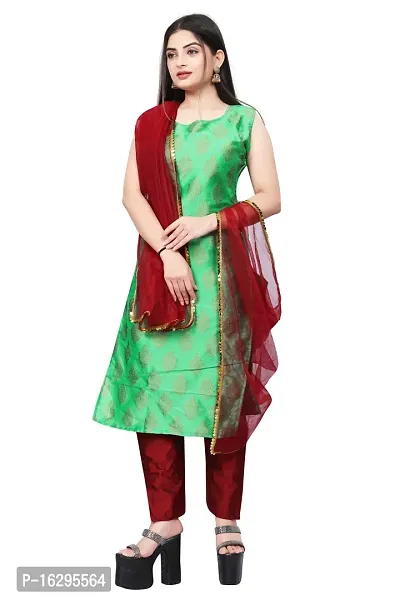 Stylish Fancy Jacquard Unstitched Dress Material Top With Bottom And Dupatta Set For Women