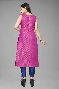 A-Line Pink Woven Design Jacquard Kurti-thumb1