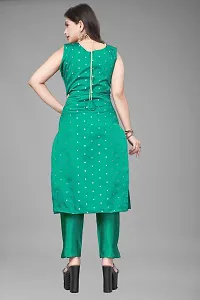 A-Line Teal Woven Design Jacquard kurta Set-thumb3