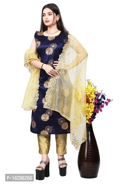 Stylish Fancy Jacquard Unstitched Dress Material Top With Bottom And Dupatta Set For Women