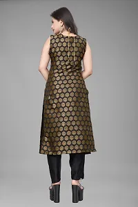 A-Line Black Woven Design Jacquard kurta Set-thumb2