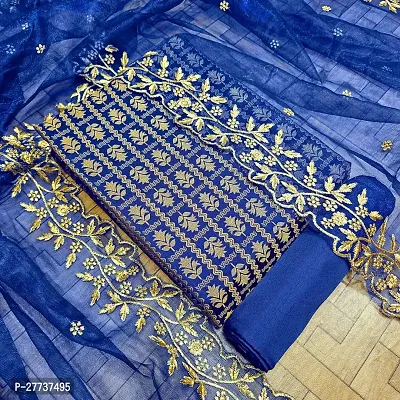 Elegant Banarasi Silk Jacquard Weave Dress Material with Dupatta For Women