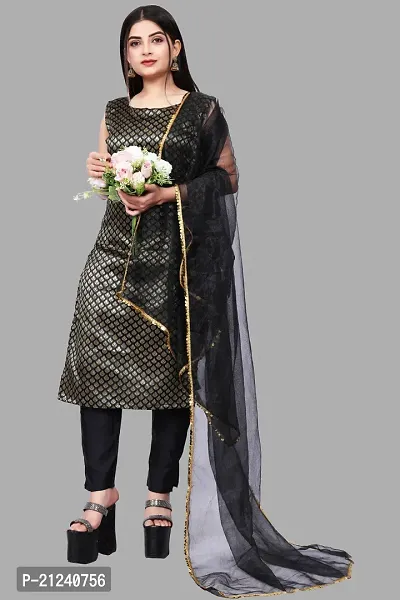 Stylish A-Line Black Jacquard Jacquard kurta Set