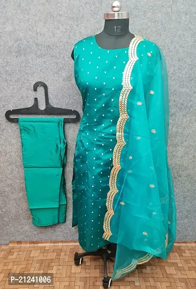 Stylish A-Line Teal Jacquard Jacquard kurta Set-thumb0