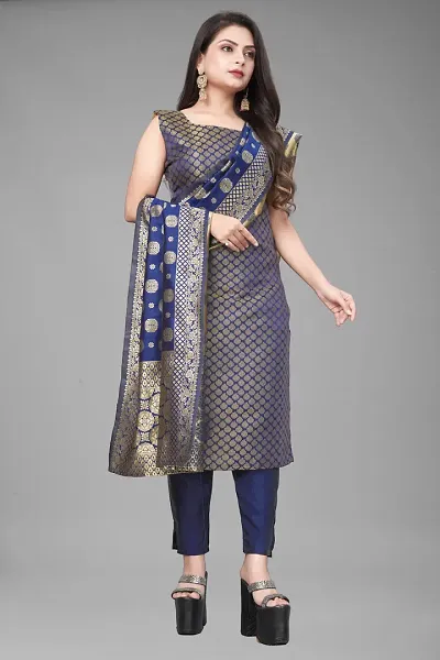 A-Line Woven Design Jacquard Kurta Set