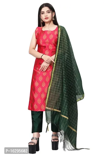 Stylish Fancy Jacquard Unstitched Dress Material Top With Bottom And Dupatta Set For Women