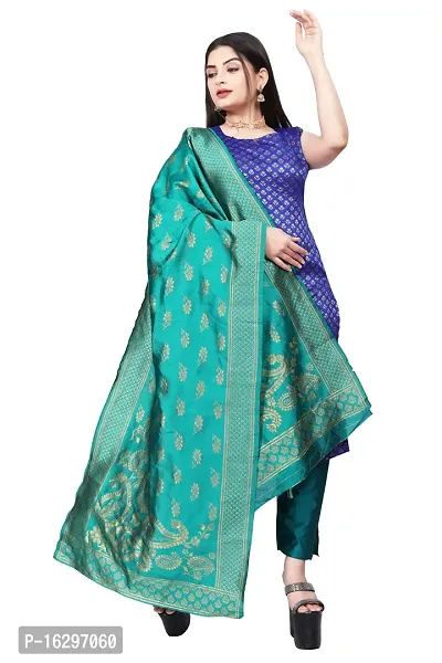 Stylish Fancy Jacquard Unstitched Dress Material Top With Bottom And Dupatta Set For Women