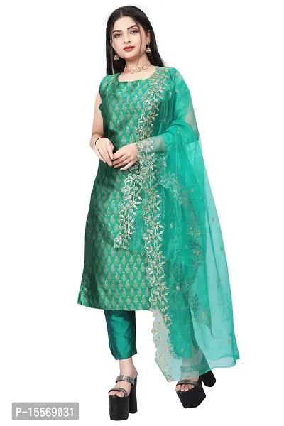 Stylish Fancy Banarasi Silk Kurta With Bottom Wear And Dupatta Set For Women