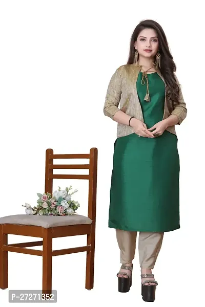 Stylish Soft Silk Kurta With Pant And Koti Set For Women-thumb0