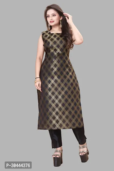 Stylish Black Jacquard Kurta, Bottom And Dupatta Set For Women-thumb2