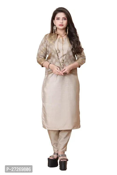 Stylish Soft Silk Kurta With Pant And Koti Set For Women-thumb0