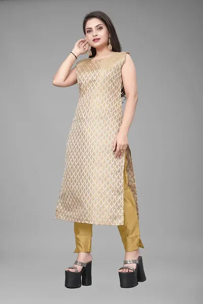 A-Line Woven Design Jacquard kurta Set