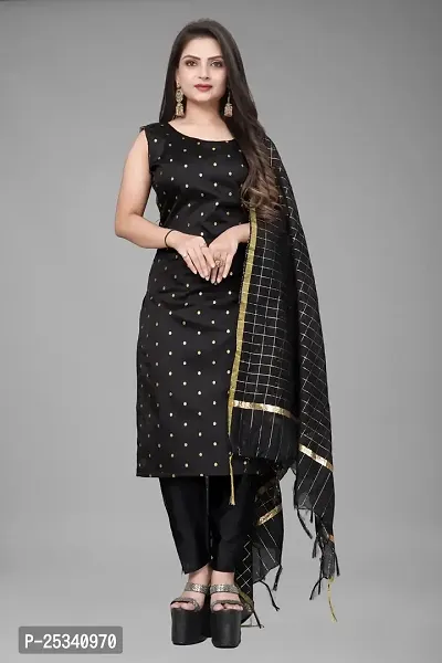 A-Line Black Woven Design Jacquard kurta Set-thumb0