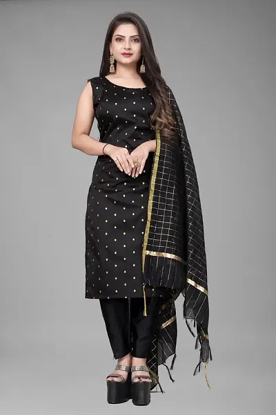 Stylish A-Line Woven Design Jacquard Kurta Set