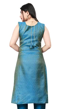 Stylish A-Line Blue Woven Design Jacquard kurta Set-thumb1