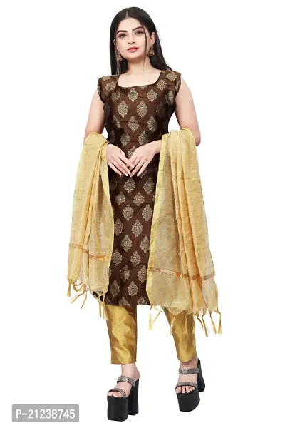 Stylish A-Line Brown Jacquard Jacquard kurta Set-thumb0