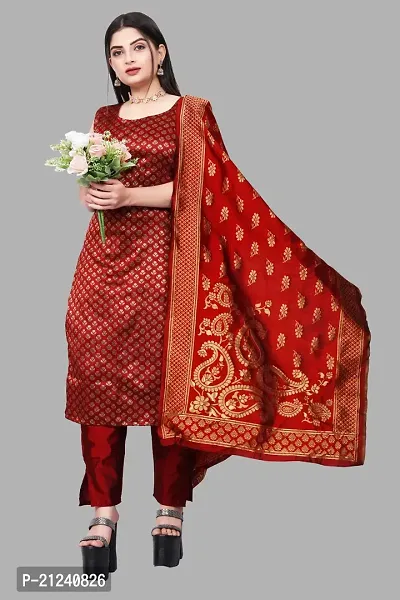 Stylish A-Line Maroon Jacquard Jacquard kurta Set