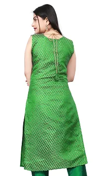 Stylish A-Line Green Woven Design Jacquard kurta Set-thumb1