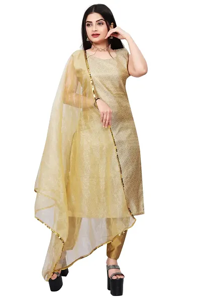 Stylish Jacquard Kurta And Pant With Dupatta Set For Women