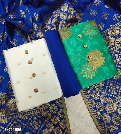 Trendy Banarasi silk UN-Stitched Salwar Suit 2 Top Combo-thumb0