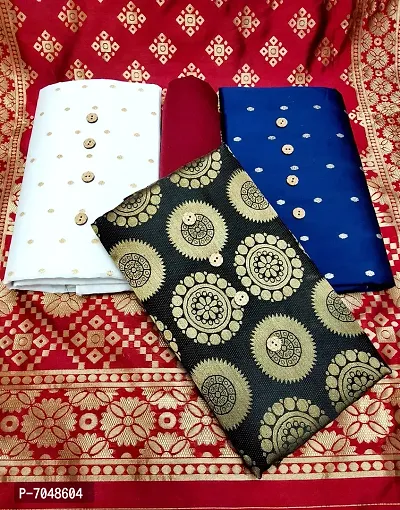 Trendy Banarasi silk UN-Stitched Salwar Suit 3 Top Combo