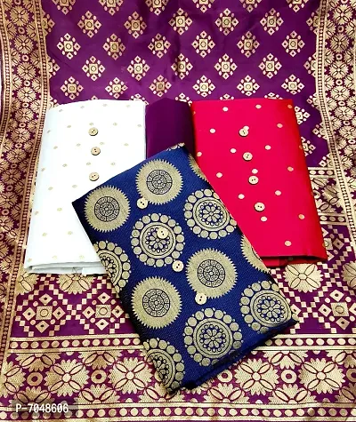 Trendy Banarasi silk UN-Stitched Salwar Suit 3 Top Combo