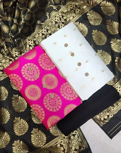 Elegant Banarasi Silk Dress Material With Dupatta Combo