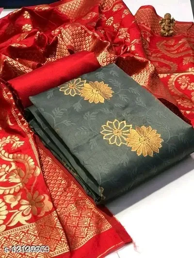 Beautiful Banarasi Silk Jacquard Dress Material with Dupatta