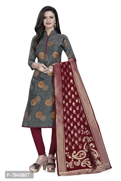 Trendy Jacquar UN-Stitched Salwar Suit With Banarasi Dupatta