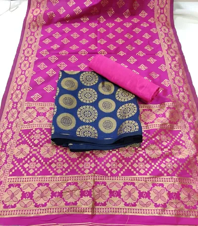 Trendy Jacquar UN-Stitched Salwar Suit With Banarasi Dupatta