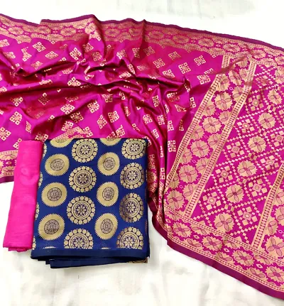 Beautiful Cotton Silk Jacquard Dress Material with Dupatta