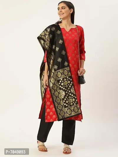 Trendy Jacquar UN-Stitched Salwar Suit With Banarasi Dupatta-thumb0