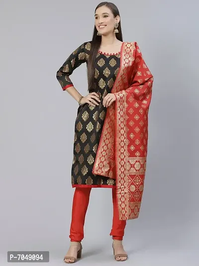 Trendy Jacquar UN-Stitched Salwar Suit With Banarasi Dupatta