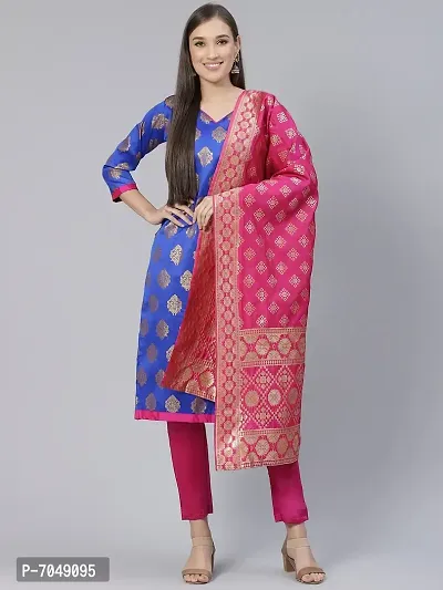 Trendy Jacquar UN-Stitched Salwar Suit With Banarasi Dupatta