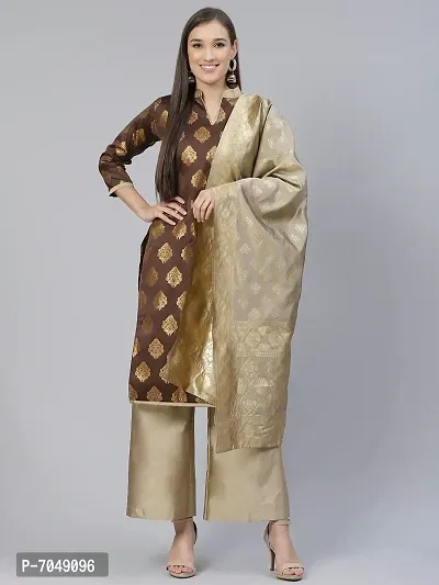 Trendy Jacquar UN-Stitched Salwar Suit With Banarasi Dupatta-thumb0