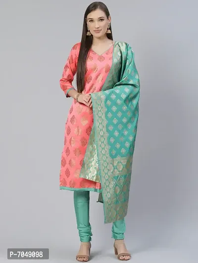 Trendy Jacquar UN-Stitched Salwar Suit With Banarasi Dupatta