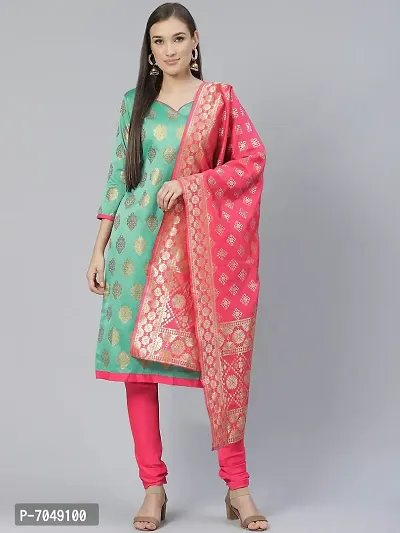 Trendy Jacquar UN-Stitched Salwar Suit With Banarasi Dupatta