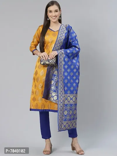 Trendy Jacquar UN-Stitched Salwar Suit With Banarasi Dupatta