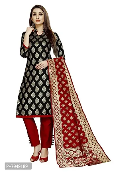 Trendy Jacquar UN-Stitched Salwar Suit With Banarasi Dupatta