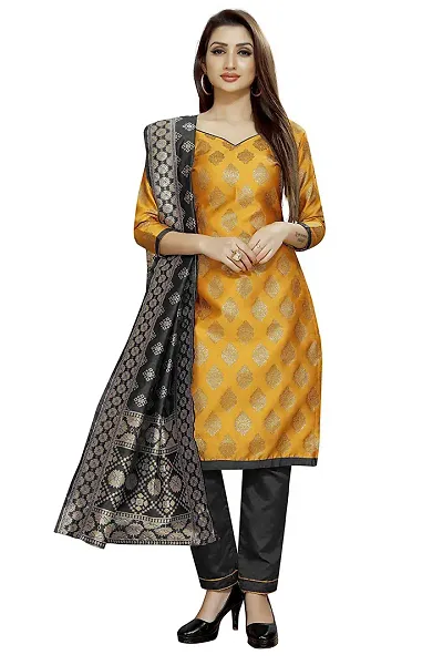 Trendy Jacquar UN-Stitched Salwar Suit With Banarasi Dupatta