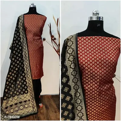 Trendy Jacquar UN-Stitched Salwar Suit With Banarasi Dupatta-thumb0