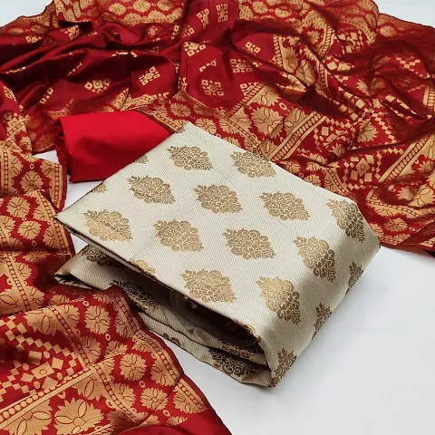 Banarasi Silk Jacquard Weave Unstitched Dress Material For Women