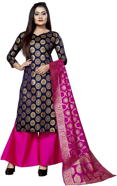 Elegant Banarasi Silk Jacquard Dress Material with Dupatta For Women